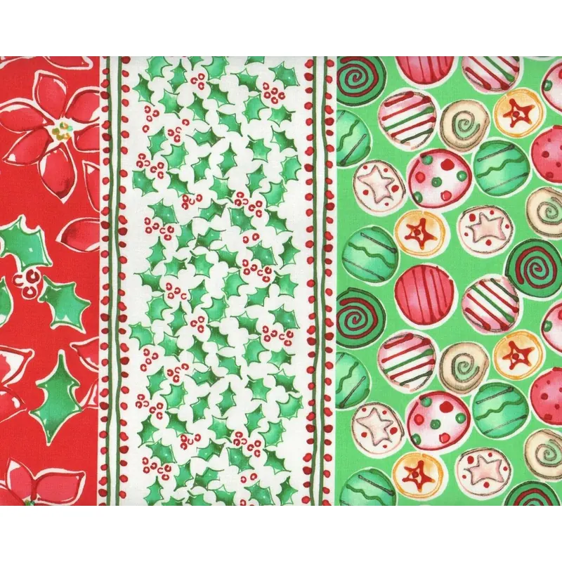 Patchworkstoff JOYFUL HOLIDAY, gemusterte breite Blockstreifen, gedecktes rot-weiß