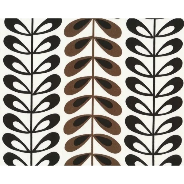 Patchworkstoff "Kenyan tea leaf" mit geraden Blattranken, braun-schwarz