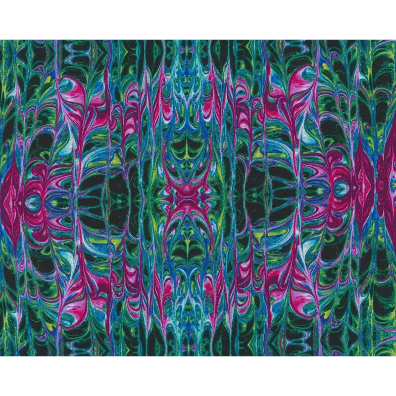 Patchworkstoff KISMET LIQUID LACE, Marmor-Kaleidoskop-Muster, grün-pink