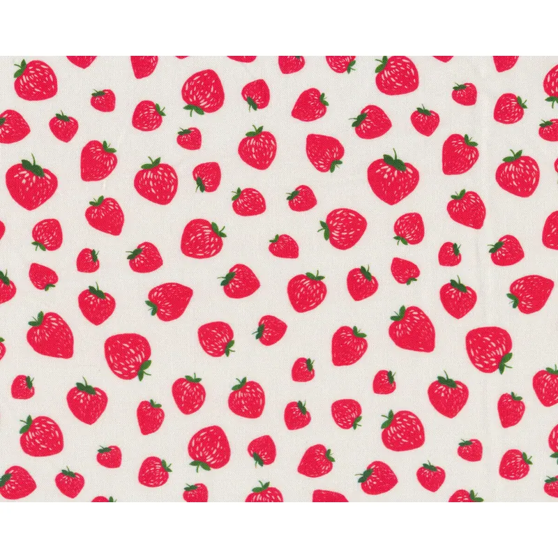 Patchworkstoff KISS THE COOK, Erdbeeren, weiß-rot, Michael Miller