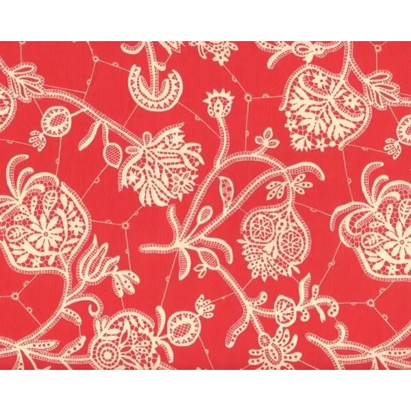 Patchworkstoff "Lark", bizarres Tulpen-Blüten-Netz, helles pastellrot-wollweiß