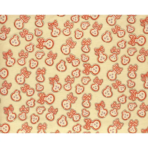 Patchworkstoff LAS CHIQUITAS, kleine Totenköpfe, elfenbein-rot