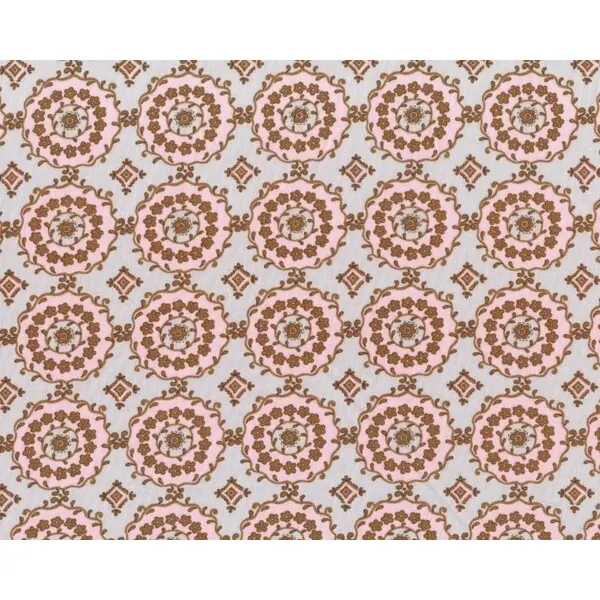 Patchworkstoff "Leanika", Rosettenornament mit kleinen Blümchen, rosa-graublau