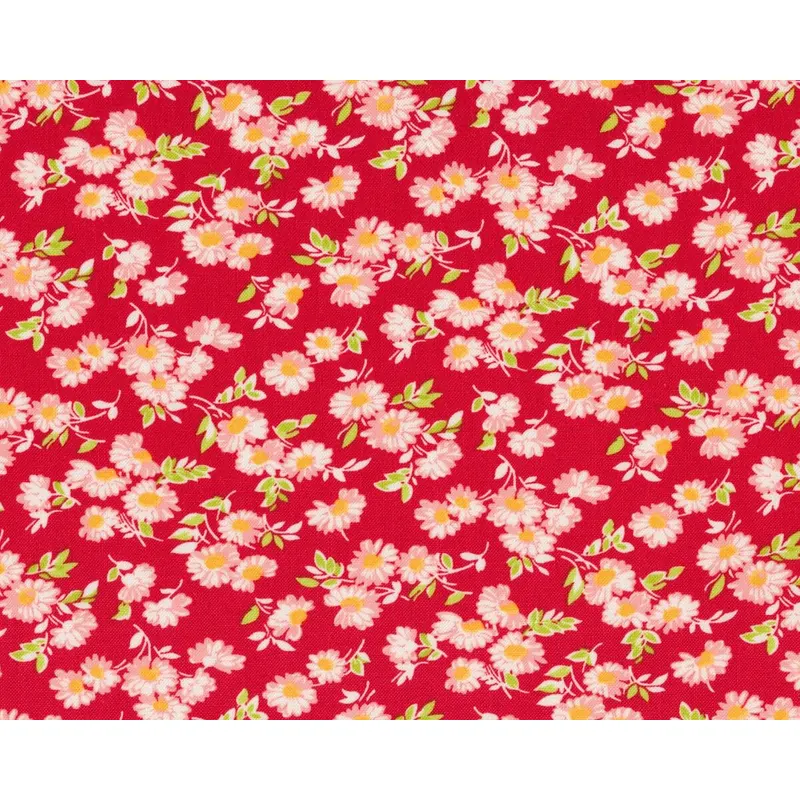 Patchworkstoff LITTLE RUBY, Margeriten, rot-lachsrosa, Moda Fabrics