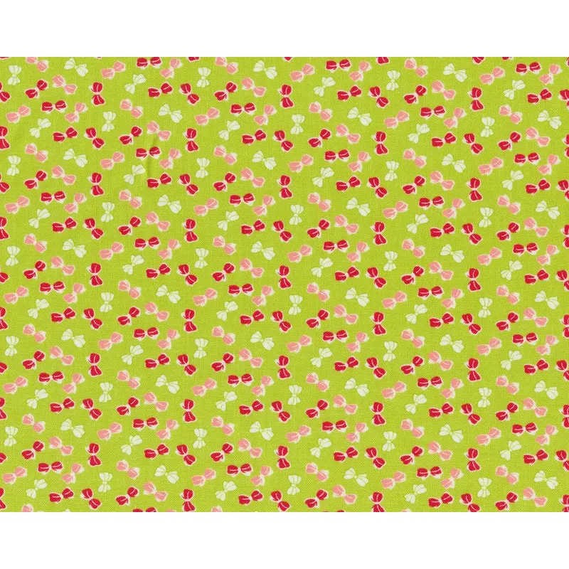Patchworkstoff LITTLE RUBY, Schleifen, limette-rot, Moda Fabrics