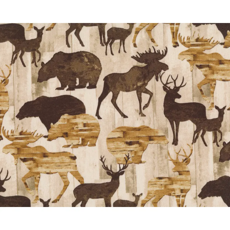 Patchworkstoff LIVING LODGE, Waldtiere, beige-dunkelbraun