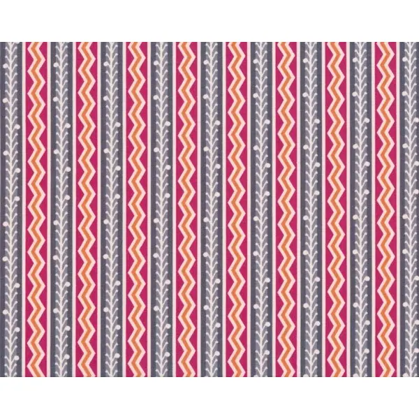 Patchworkstoff "Lou Lou Thi" mit Zackenstreifen, fuchsia-grau-terracotta