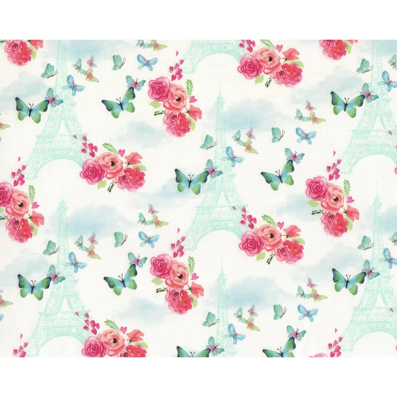 Patchworkstoff LOVE IS IN THE AIR, Eifelturm mit Schmetterlingen, Blank Quilting