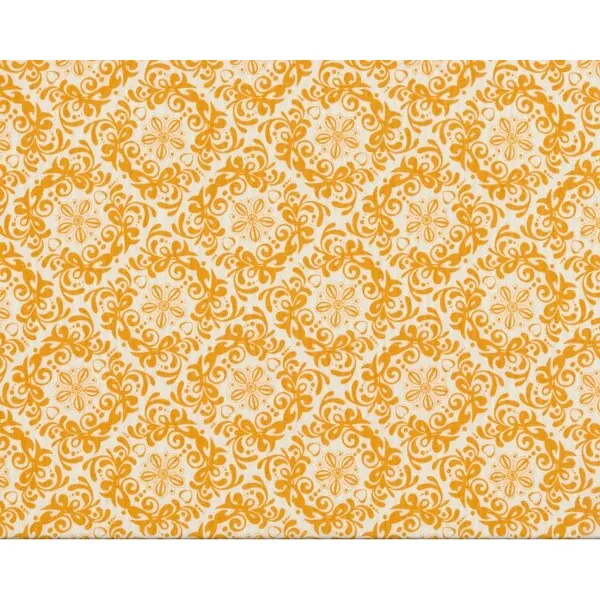Patchworkstoff MINT TO BE, Blüten-Rauten-Muster, gedecktes orange