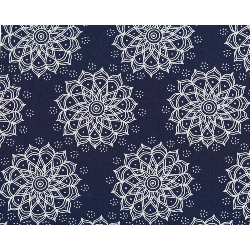 Patchworkstoff MINT TO BE, Sternen-Blüten, dunkelblau