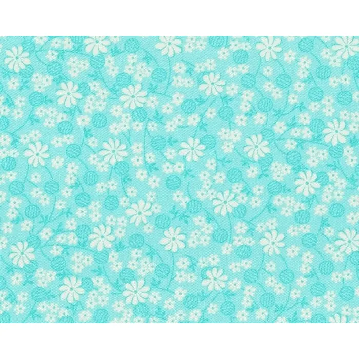 Patchworkstoff MISS KATE, Blümchen, helles türkis, Moda Fabrics