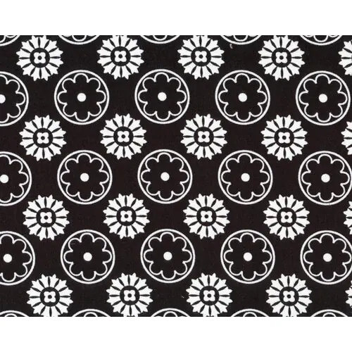 Patchworkstoff mit Blumenkreisen, weiß-schwarz
