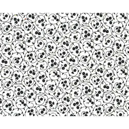 Patchworkstoff mit Streublümchen-Spiralen, weiß-schwarz