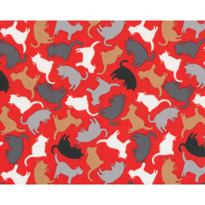 Patchworkstoff MOD CAT, Katzensilhouetten, rot, Windham Fabrics