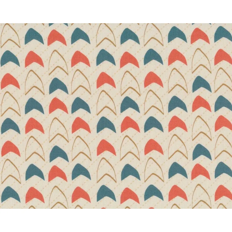 Patchworkstoff MODERN NEUTRALS, Retroflügel, natur-gedecktes petrol, Moda Fabrics