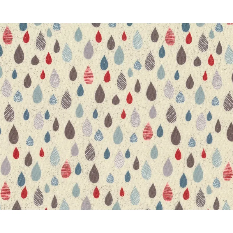 Patchworkstoff MON AMI, Regentropfen, creme-steingrau, Moda Fabrics