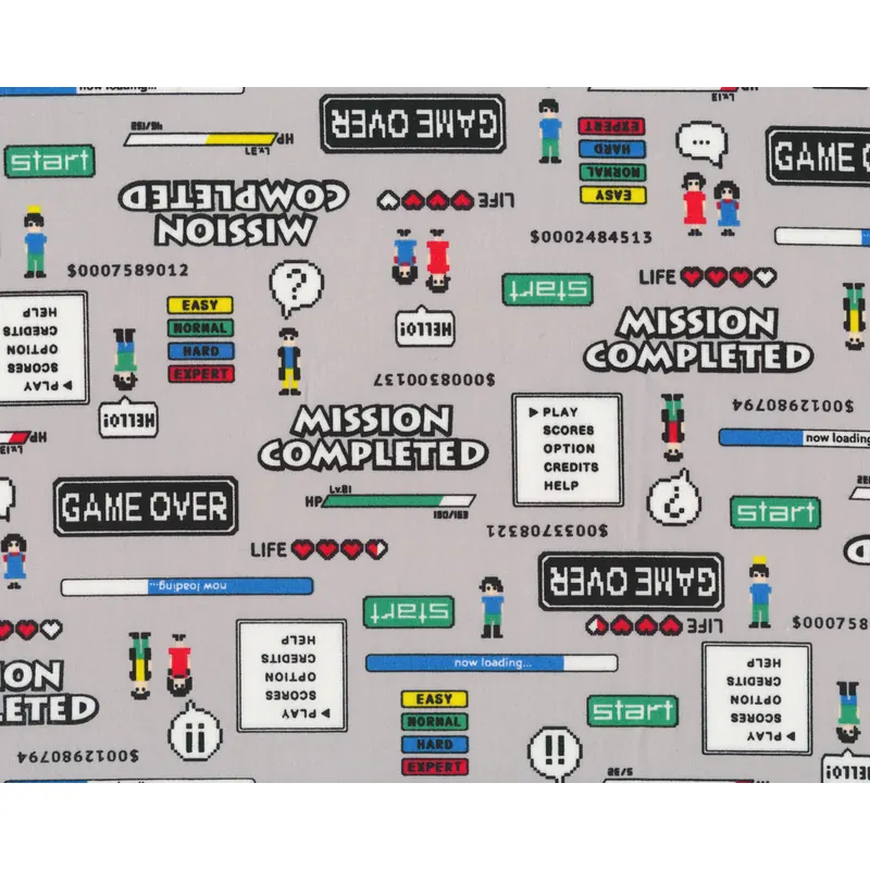 Patchworkstoff MUSINGS, Computer Spiele, hellgrau, Robert Kaufman