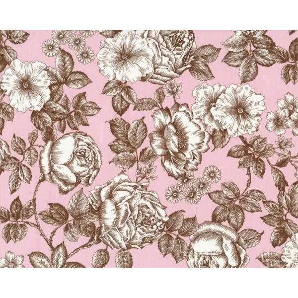 Patchworkstoff NEW TRADITIONS, Rosen, braun-rosa