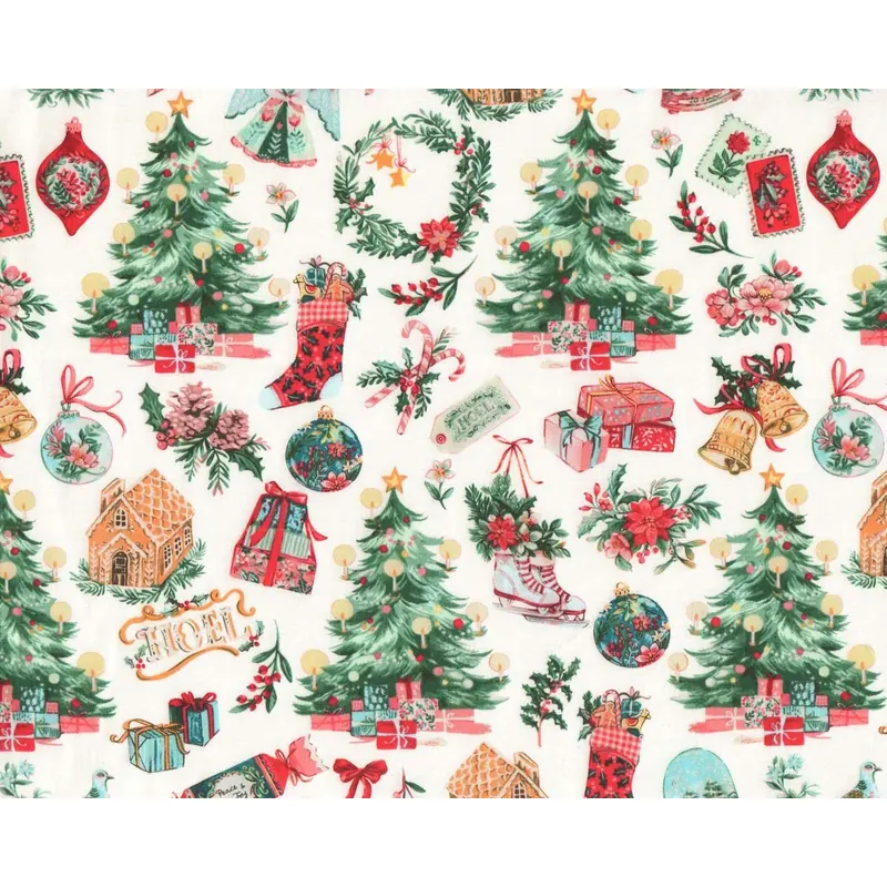 Patchworkstoff NOEL, Weihnachtsbaum, wollweiß, Windham Fabrics
