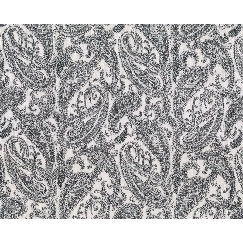 Patchworkstoff "Noir" mit Paisleys, weiß-schwarz