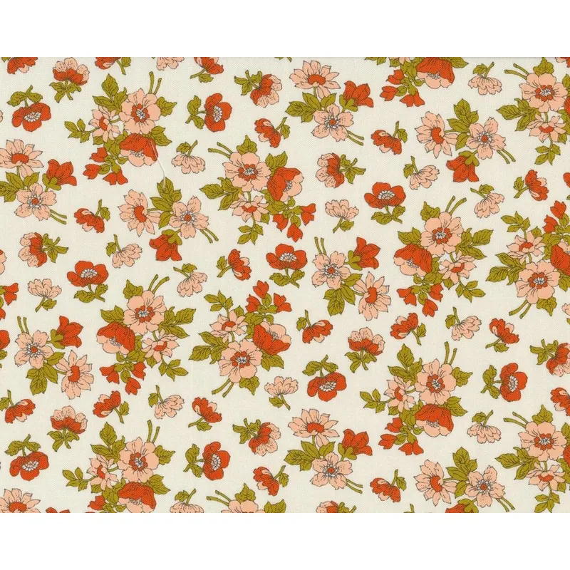 Patchworkstoff NOMAD, Wildrosen, cremé-terracotta, Moda Fabrics