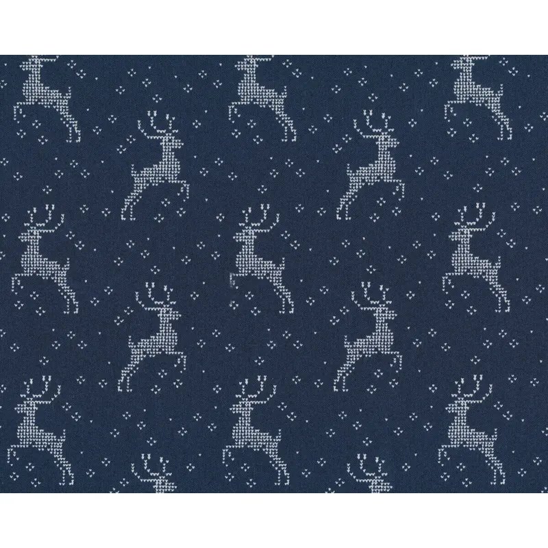 Patchworkstoff NORDIC STITCHES, Strick-Hirsche, dunkelblau-gebrochenes weiß, Moda Fabrics