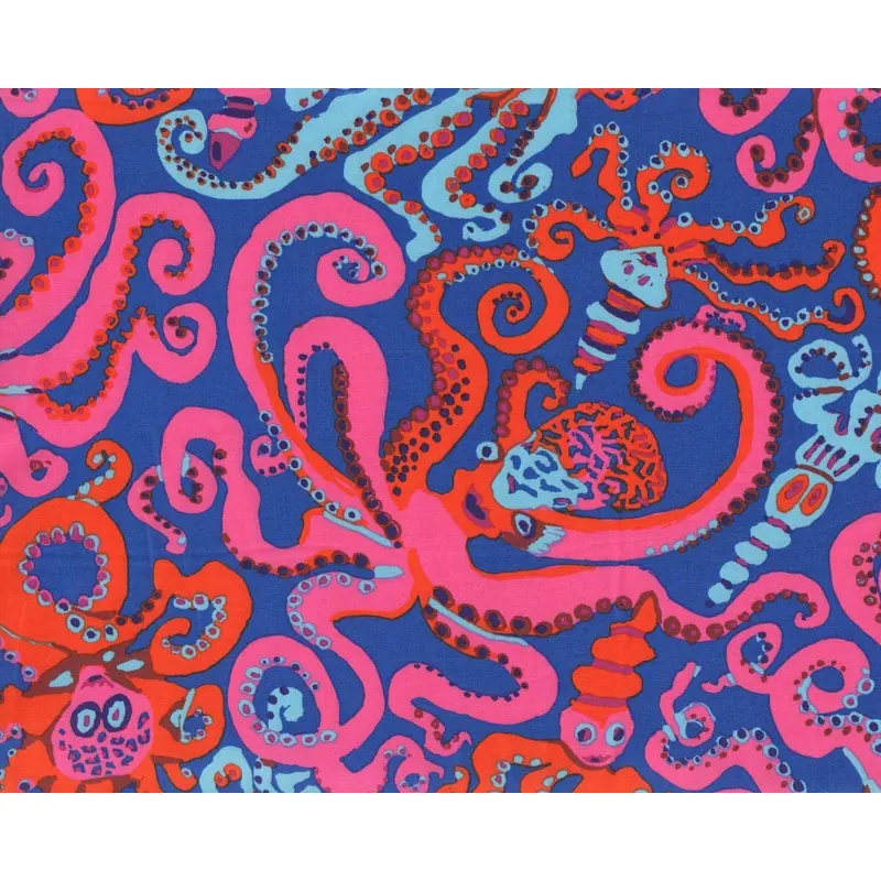 Patchworkstoff OCTOPUS, Kraken, blau-pink, Kaffe Fassett