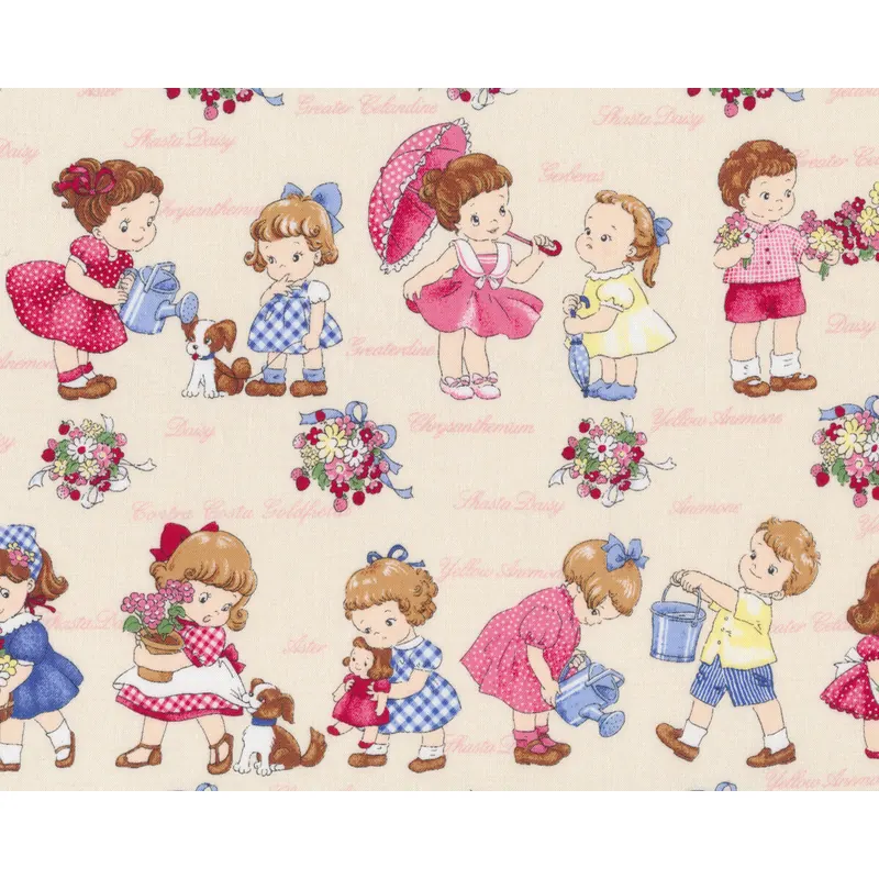 Patchworkstoff OLD NEW KIDS, Retro-Kinder, hellbeige-rosa
