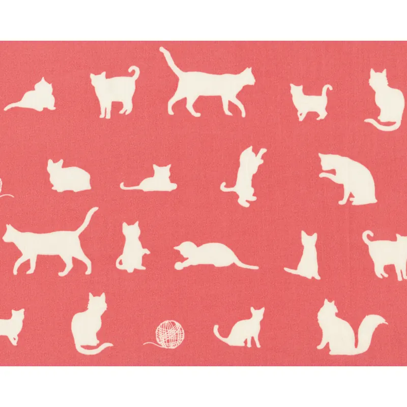 Patchworkstoff, Organic Cotton FARM FRESH, Katzen, lachsrot