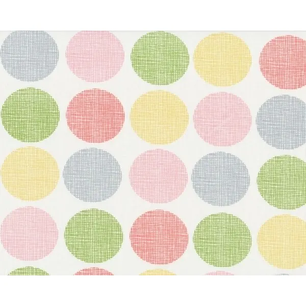 Patchworkstoff Organic Cotton GOTS, HAVANA, Rasterkreise, lachsrot-weiß