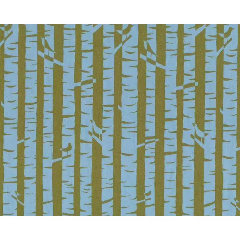 Patchworkstoff Organic Cotton GOTS, MEADOW, Birkenvogel, himmelblau-olive