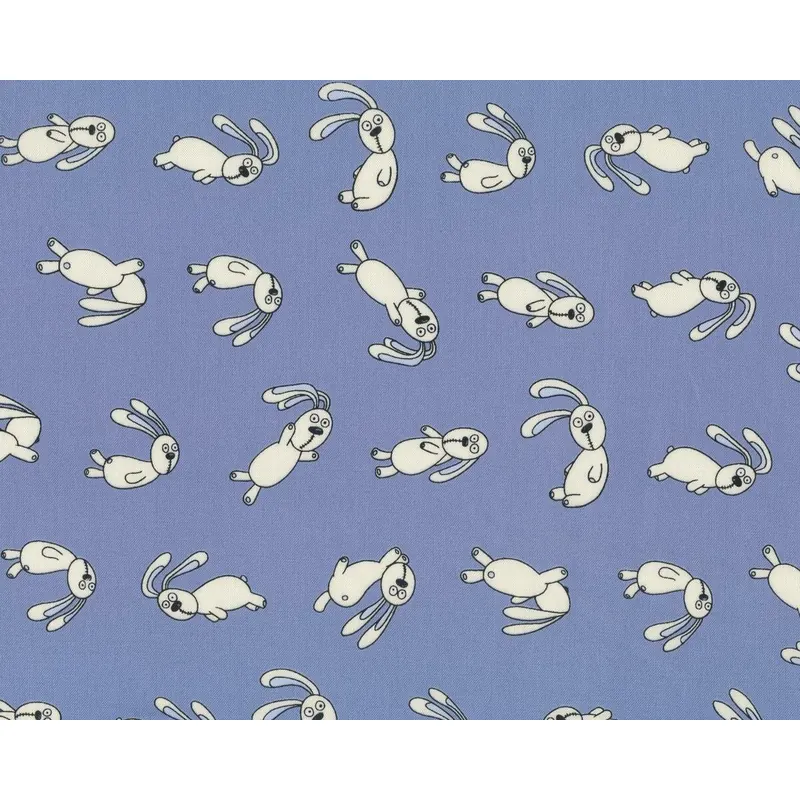 Patchworkstoff Organic Cotton KNUFFLE BUNNY, Hasen, taubenblau-creme