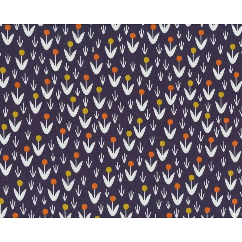 Patchworkstoff Organic Cotton MORNING SONG, Punkte-Blumen, gedecktes lila-weiß