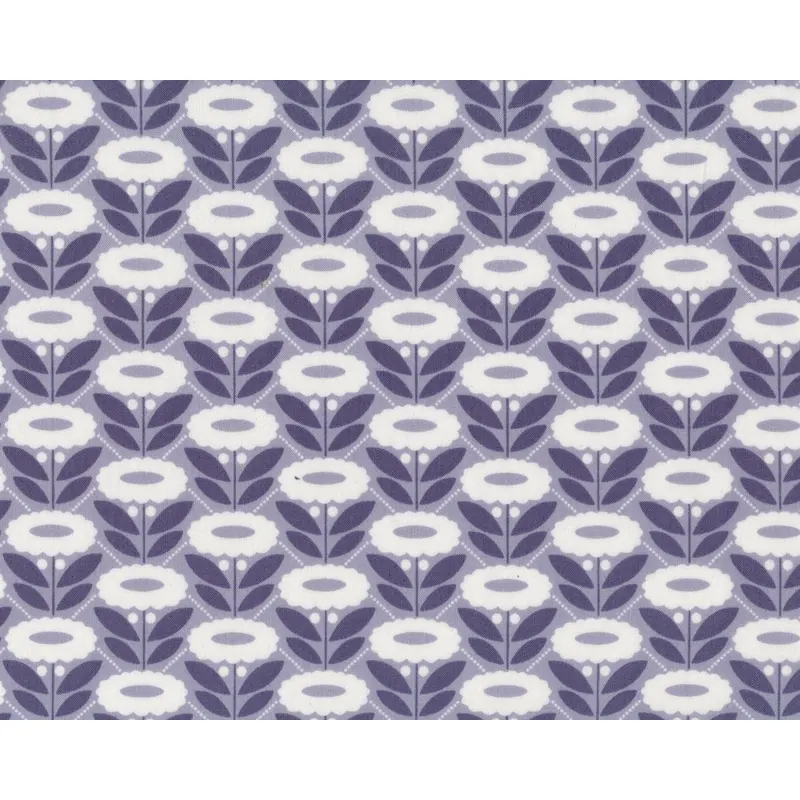 Patchworkstoff Organic Cotton MORNING SONG, Retro-Blumen, gedecktes lila-weiß