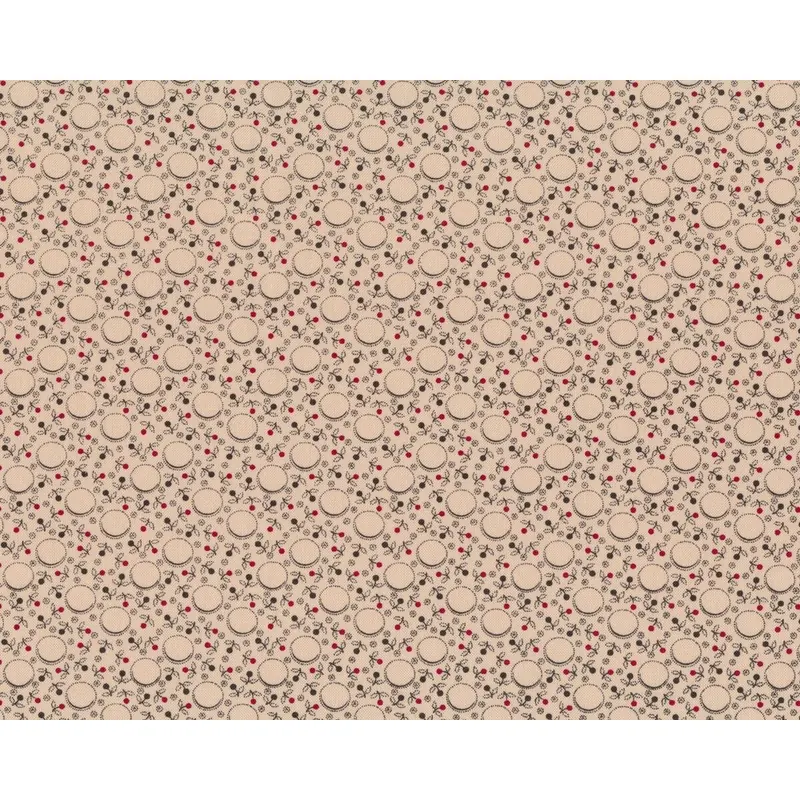 Patchworkstoff PAISLEY PERSUASION, Kugel-Blümchen, beige-dunkelrot-schwarz