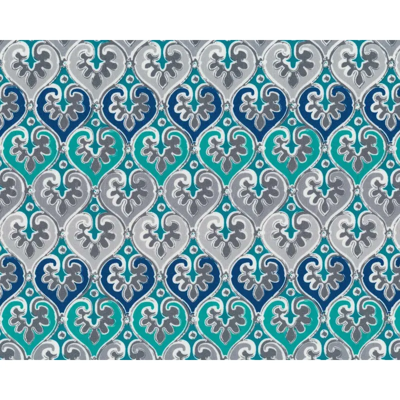 Patchworkstoff PALERMO, Mosaik-Muster, petrol-grau
