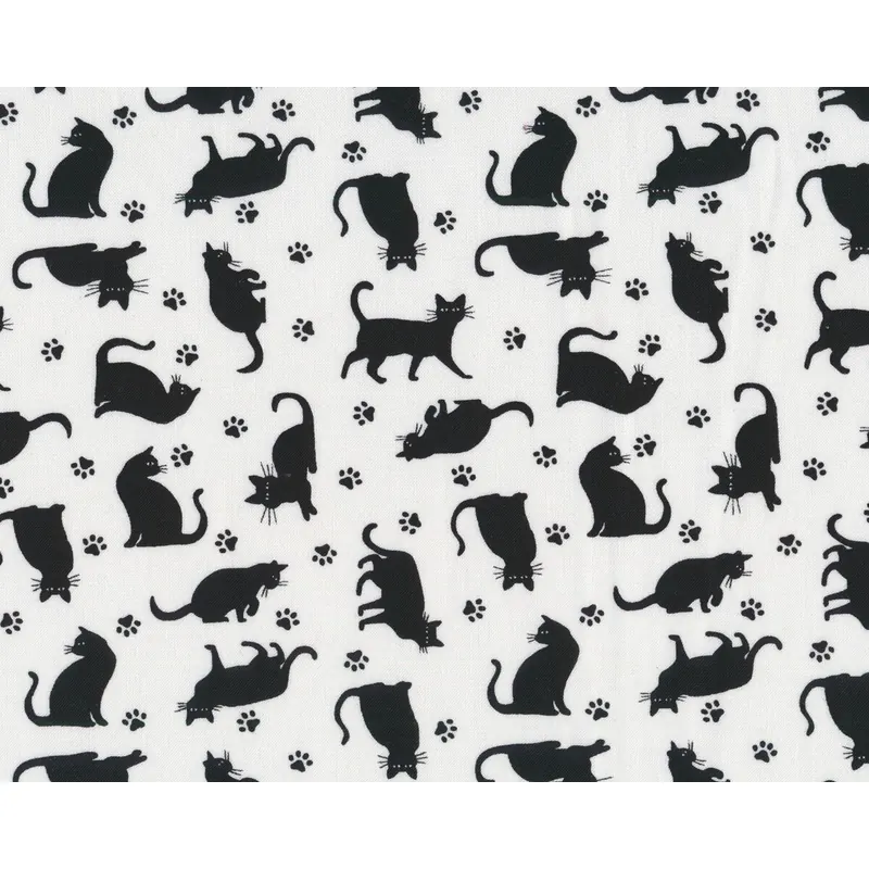 Patchworkstoff PARADOX, Katzen, weiß-schwarz, Blank Quilting