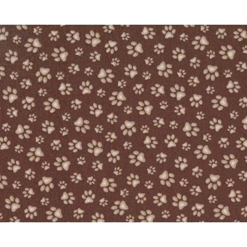Patchworkstoff PAW PRINT, Pfoten, braun, Elizabeth's Studio