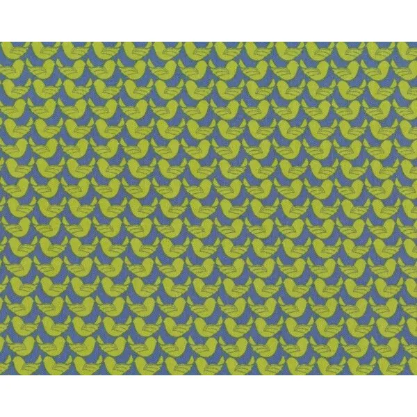Patchworkstoff PEACE GARDEN, Vogel-Muster, hellgrün-gedecktes blau