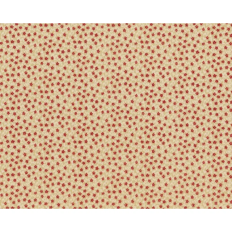Patchworkstoff PEACE ON EARTH, Mini-Blumen, beige-dunkelrot