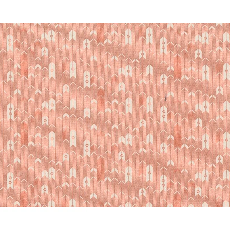 Patchworkstoff PERSIMMON, Indianerfischgrat, wollweiß-dunkles aprikot, Moda Fabrics