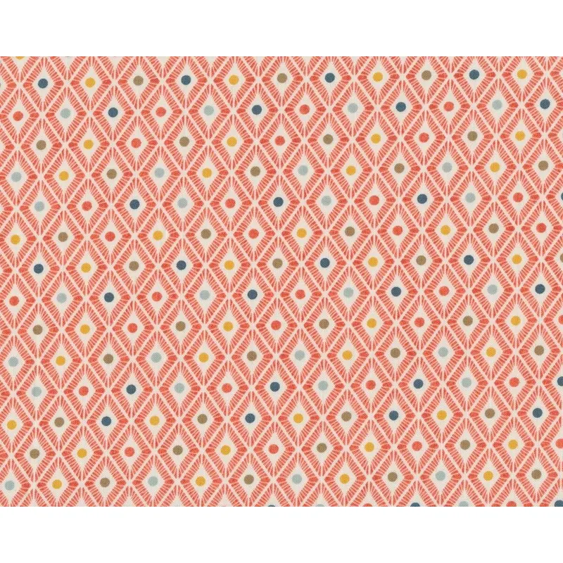 Patchworkstoff PERSIMMON, Rauten mit Punkt, wollweiß-dunkles aprikot, Moda Fabrics