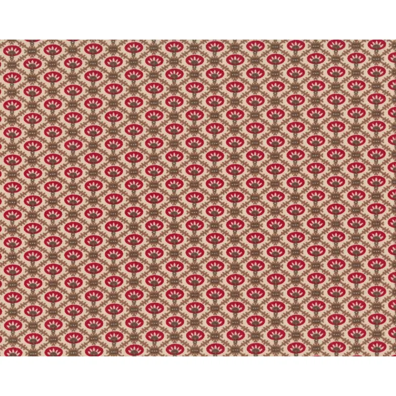 Patchworkstoff PETITE PRINTS, Rautengitter mit Oval, pastellrot-schlammbraun, Moda Fabrics