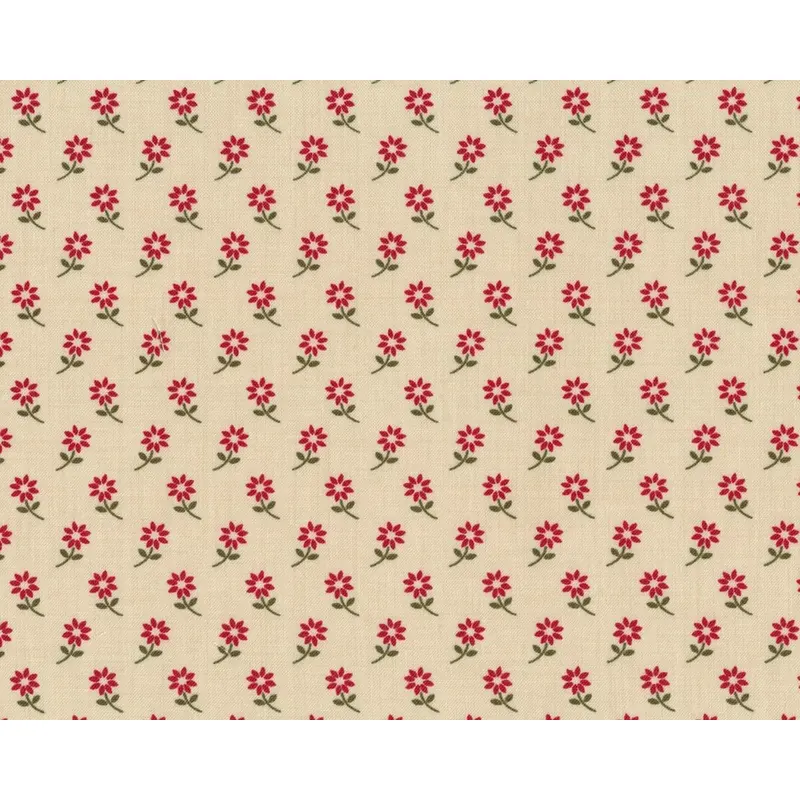 Patchworkstoff PETITES MAISONS DE NOEL, Blumen, hellbeige, Moda Fabrics