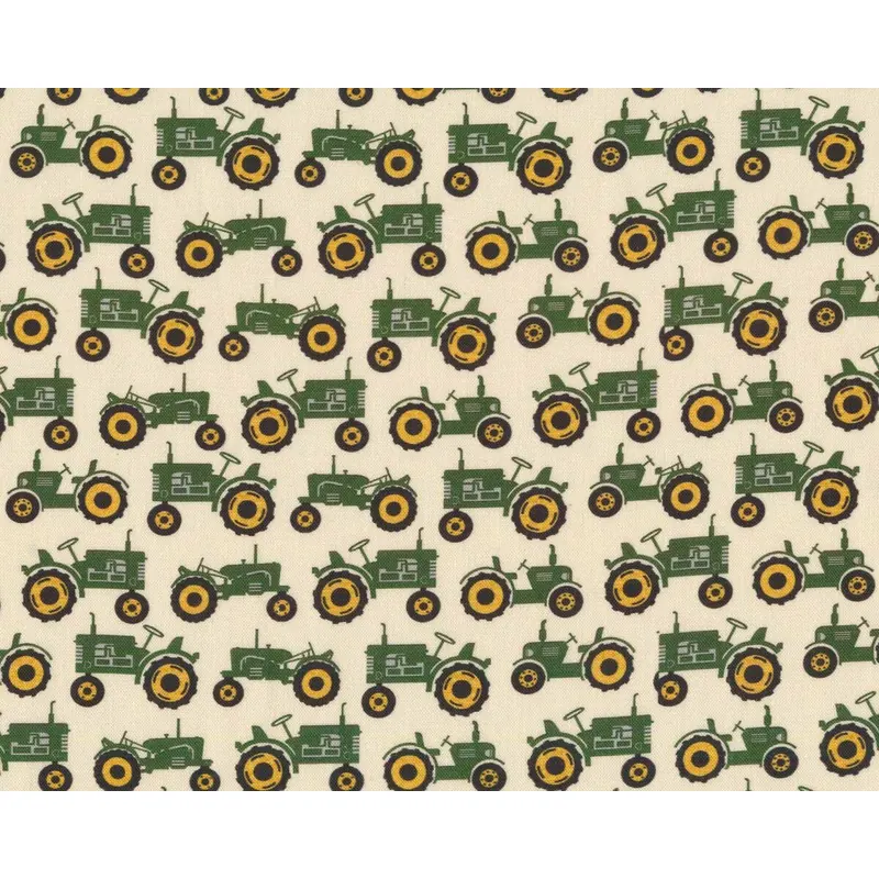 Patchworkstoff QUILT BARN PRINTS, Traktor, moosgrün, Benartex