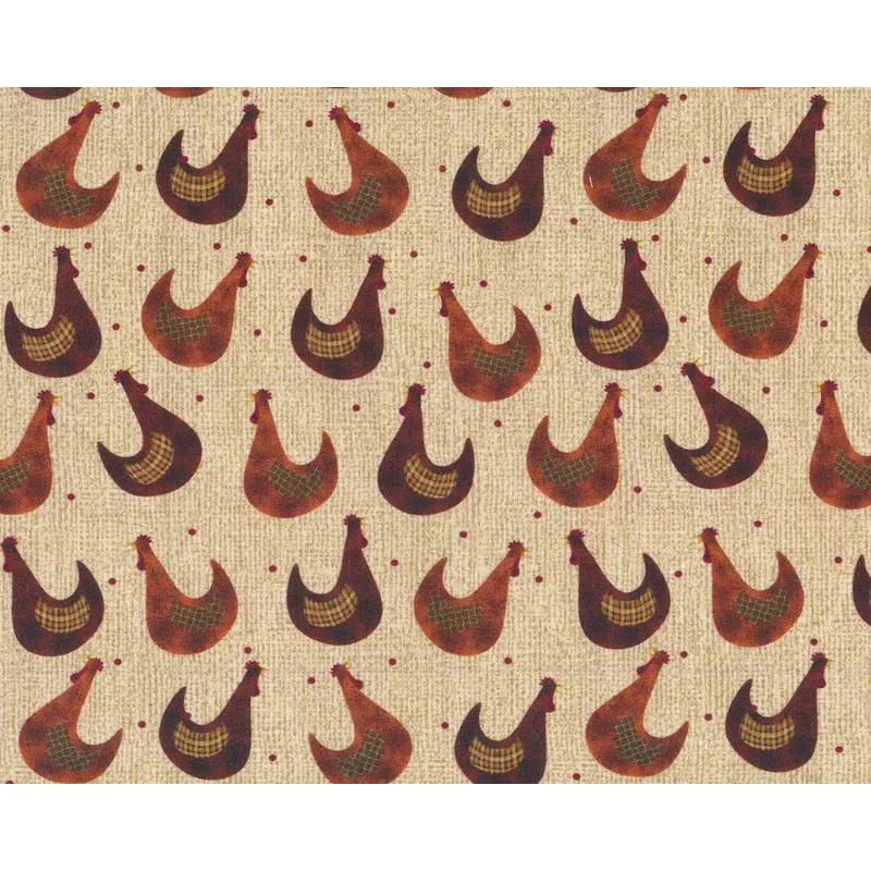 Patchworkstoff QUILTER BARN PRINTS 2, Hühner, beige, Benartex