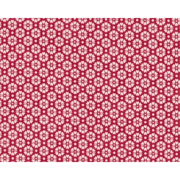 Patchworkstoff "Quilters Basic", kleine Ornamentblüten im Punktegitter, rot-gebrochenes weiß