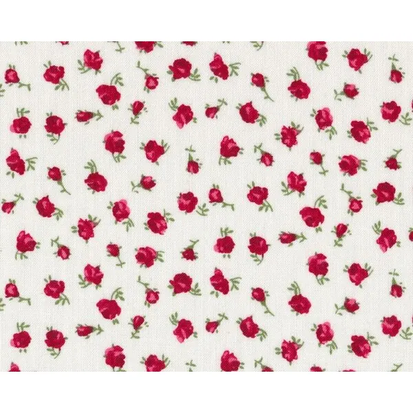 Patchworkstoff "Quilters Basic", kleine Röschen, rot-gebrochenes weiß