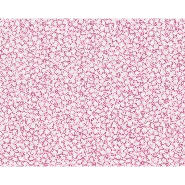 Patchworkstoff QUILTERS BASIC PERFECT, kleine Skizzenblüten, pink-gebrochenes weiß