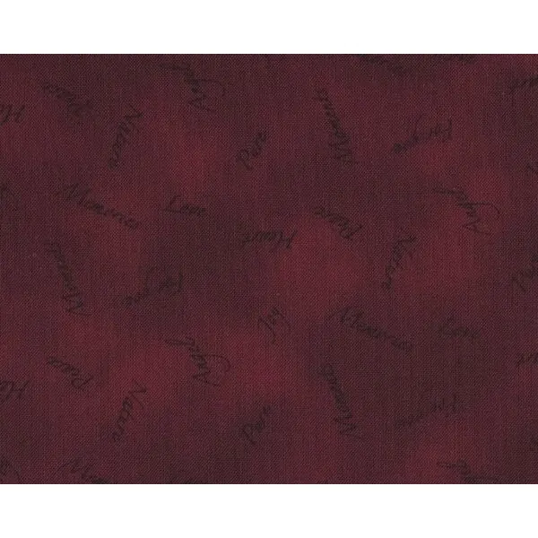 Patchworkstoff "Quilters Basic", Schriftzüge auf Batikgrund, aubergine-helles aubergine